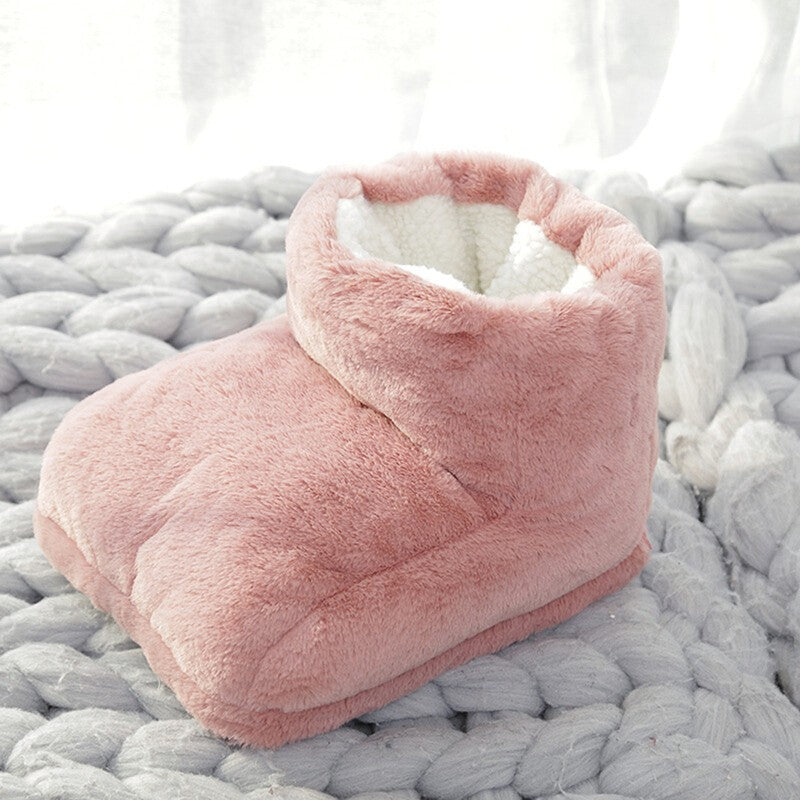 Unisex Electric Heated Foot Warmer Winter Home Office Plush Feet Warming Boot