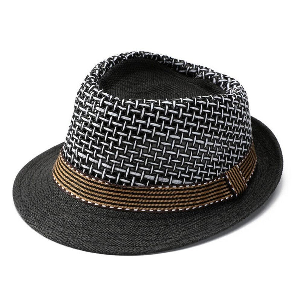 Summer Straw Fedora Hat Trilby Cuban Sun Cap Panama Short Brim Floral Hat New
