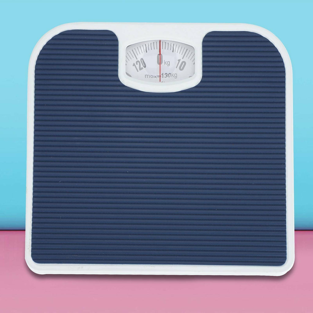 Mechanical Dial Bathroom Scales Weighing Scale Body Weight White Blue 130kg