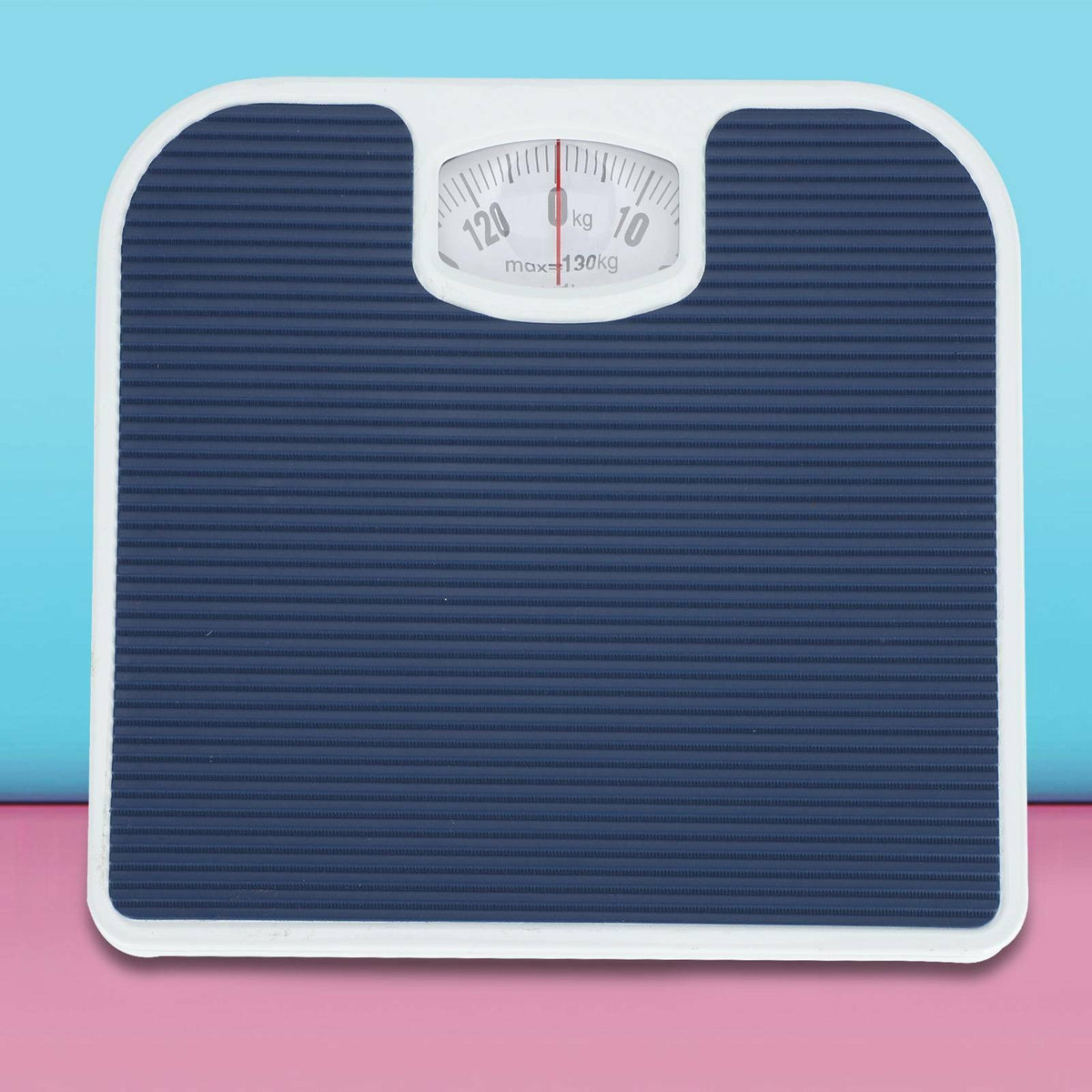 Mechanical Dial Bathroom Scales Weighing Scale Body Weight White Blue 130kg