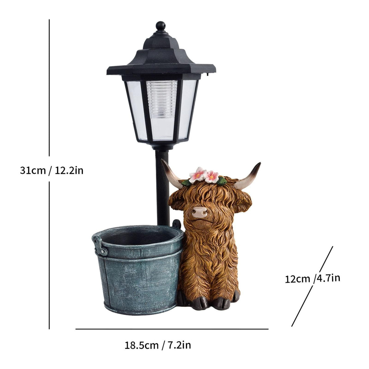 Cow Figurine with Solar Lighting for Outdoor Spaces And Gifts.*