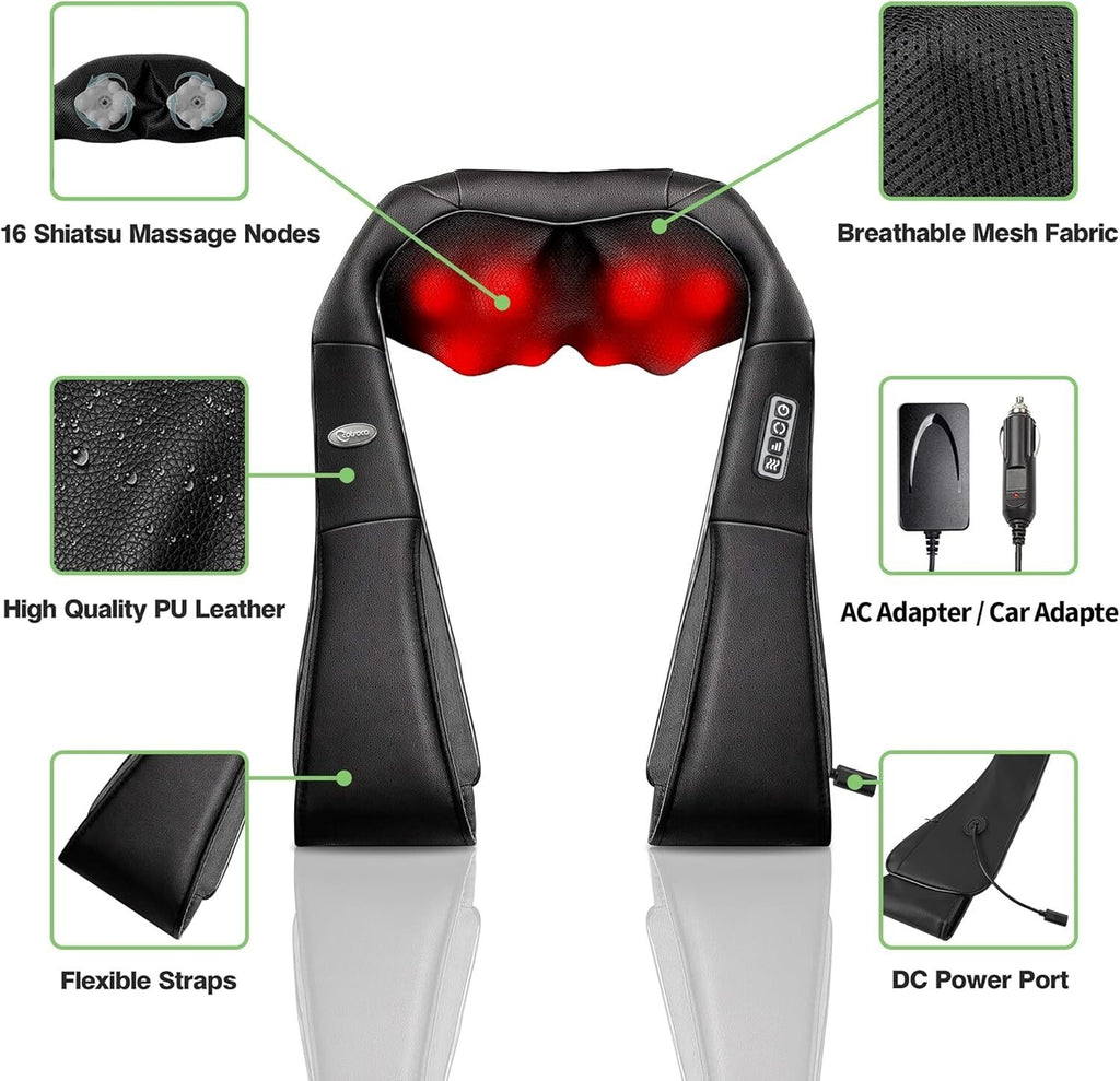 🔥Neck & Shoulder Massager Heated Back Body Massager Deep Tissue Electric Pillow