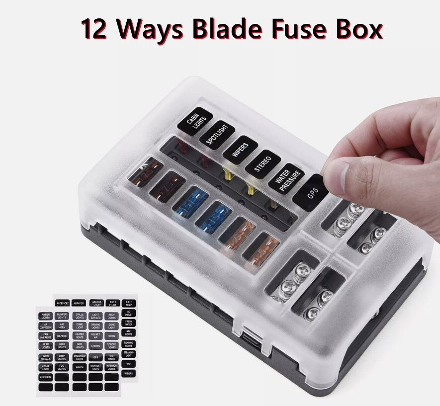 12-way chip fuse box bracket distribution board car marine fuse set 12V24V UK