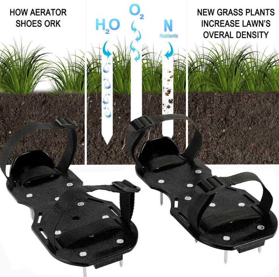 29 x 13cm Spikes Pair Lawn Garden Grass Aerators Aerating Sandals Shoes GB