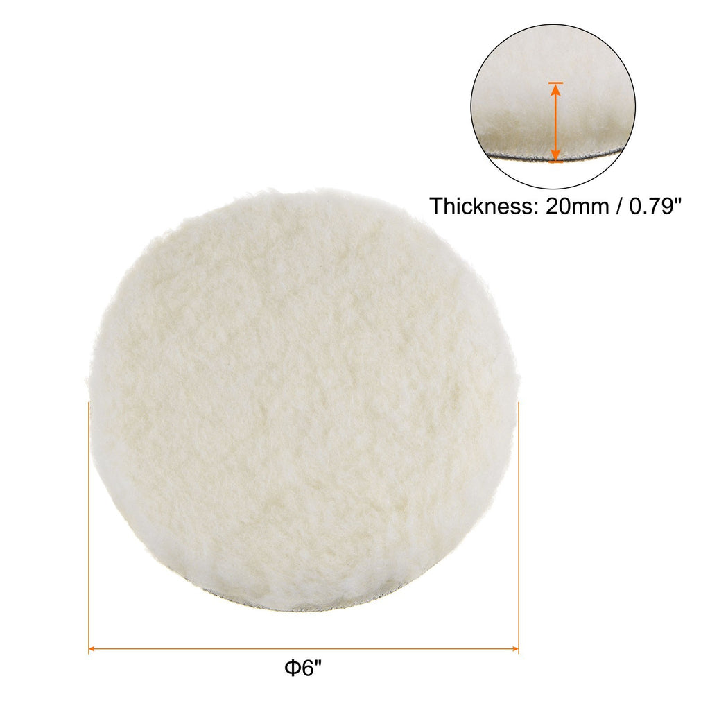 6pcs Wool Buffing Pads 6 Inch Polishing Pad Polishing Buffing Pad Hook and Loop