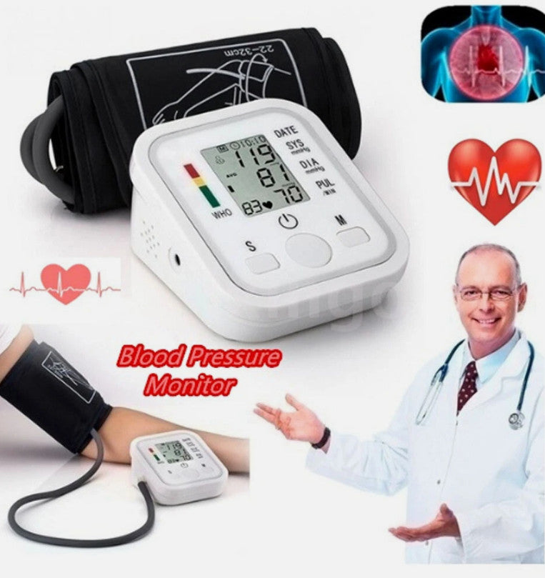 Automatic Digital Arm Blood Pressure Monitor Heart Rate Machine Meter BP Cuff