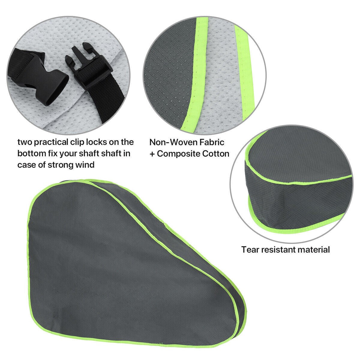 Universal Waterproof Caravan Tow Hitch Black Cover + Strap Green Strip