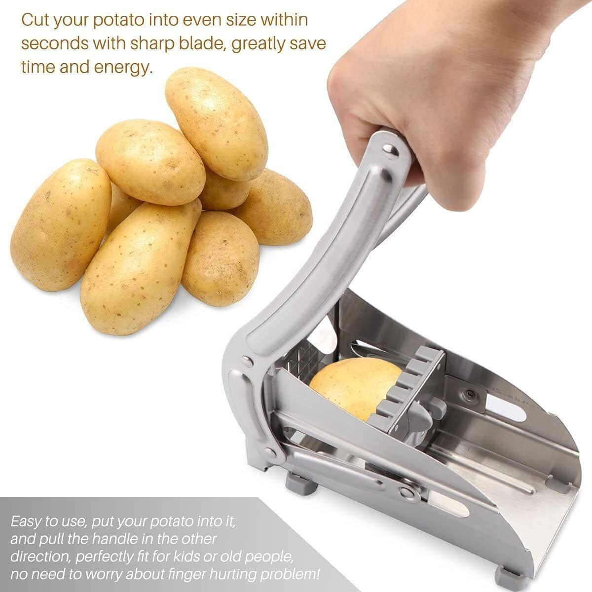 Potato Chipper & Cutter – French Fries Maker Slicer with 2 Steel Blade