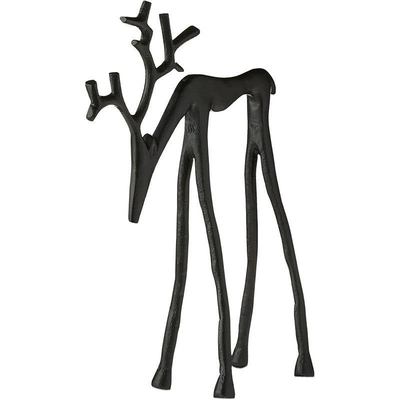 Set of 2 Black Reindeer Statues - Modern Xmas Figurines - Elegant Indoor Holiday