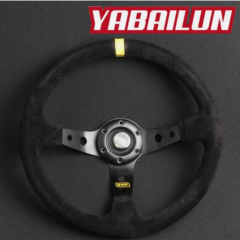 OMP 350mm 14' Suede Leather Black Deep Cone Racing Sport Steering Wheel~~~