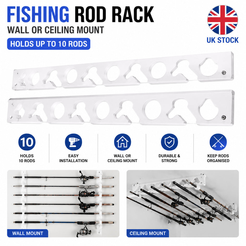 NEW Fishing Rod Rack Vertical Wall Mount Holder Ceiling Mount Storage Stand Pole