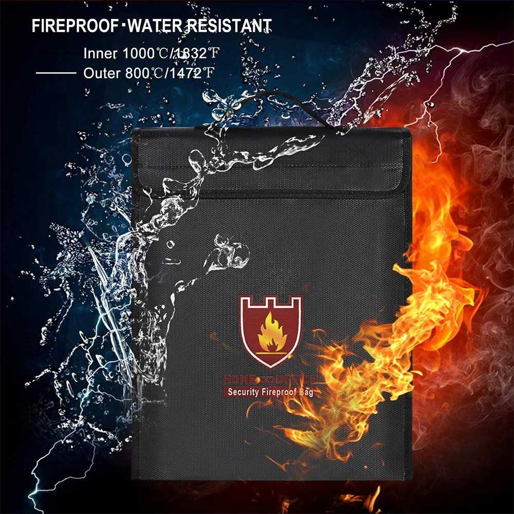 Fireproof Waterproof Document Bag Secret File Protect Pouch Money Safe Handbag
