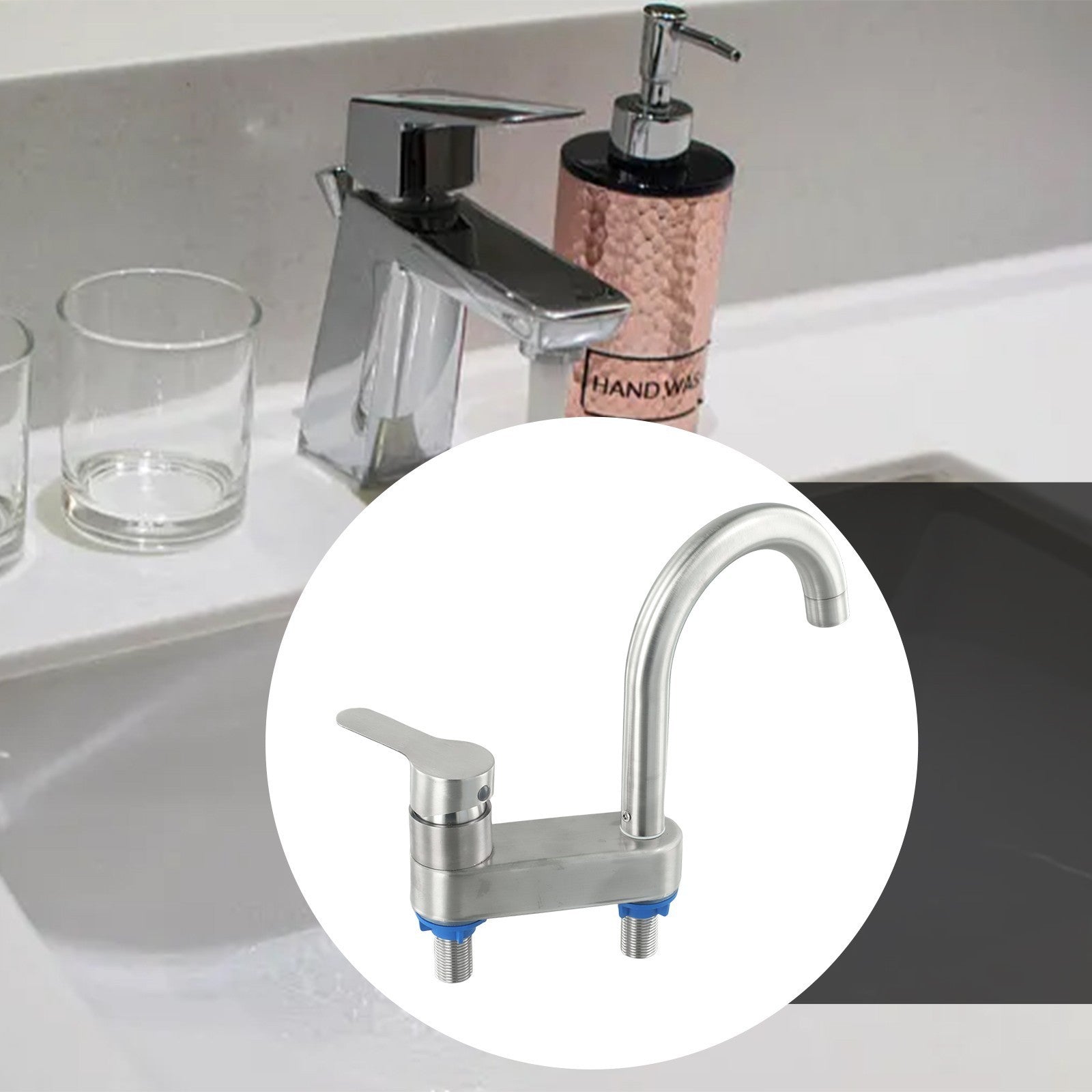 304 Stainless Steel Basin Mixr Tap Hot & Cold Water Faucet – Modern Single Level