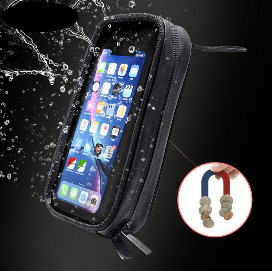 Motorcycle Phone Bag Magnetic Fuel Tank Case GPS Cell Phone Mount Holder Black