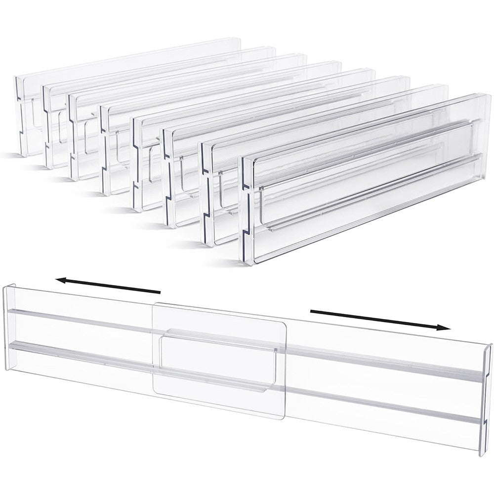 8Pcs DIY Drawer Divider Household Storage Organiser Adjustable Draw Separators