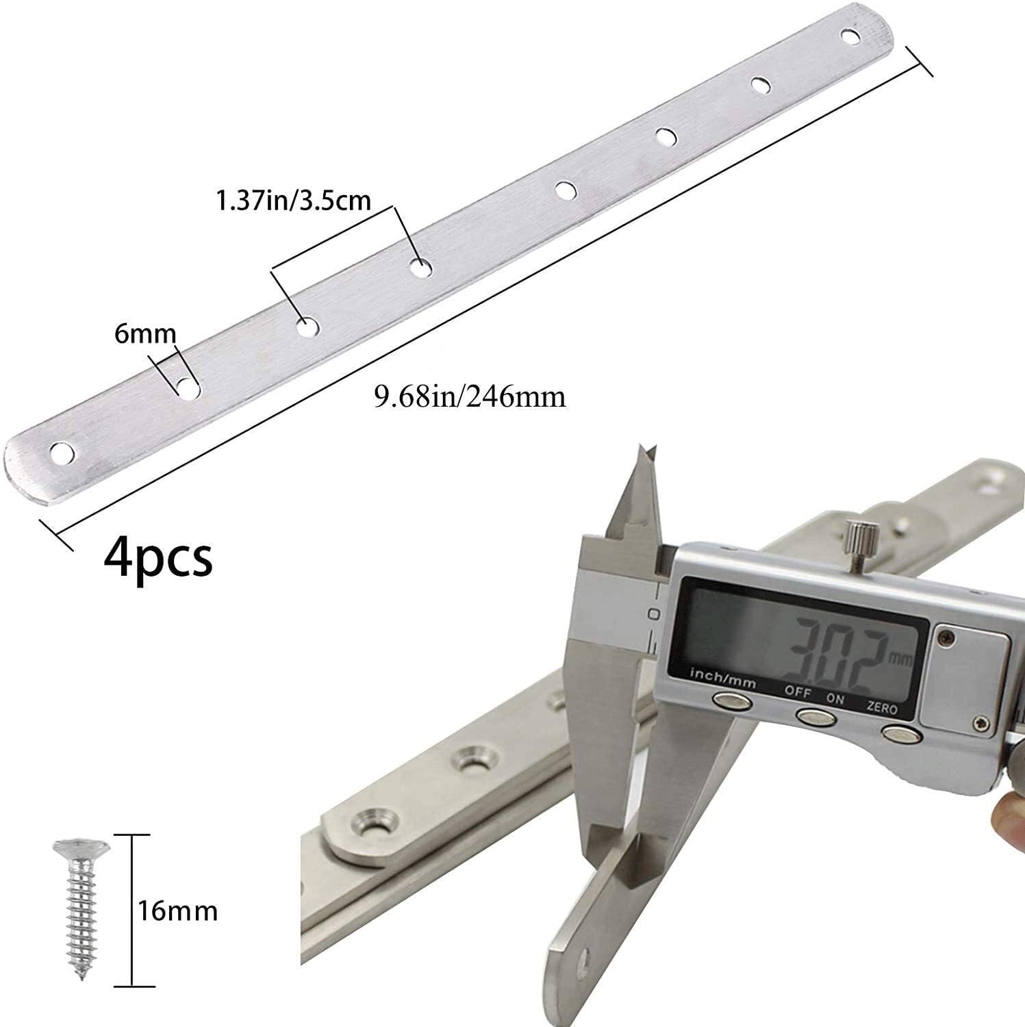 4Pcs Flat Straight Brace Brackets Stainless Steel Mending Joining Plates Heavy