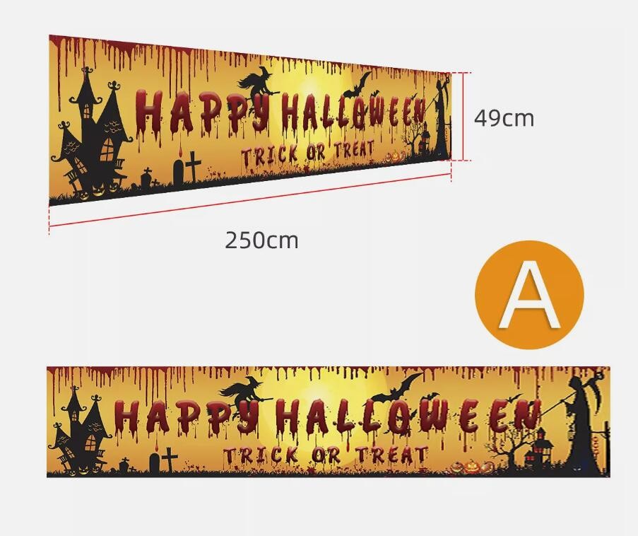 2024 Happy Halloween Banner Outdoor Welcome Decorations Yard Party Scary Decor