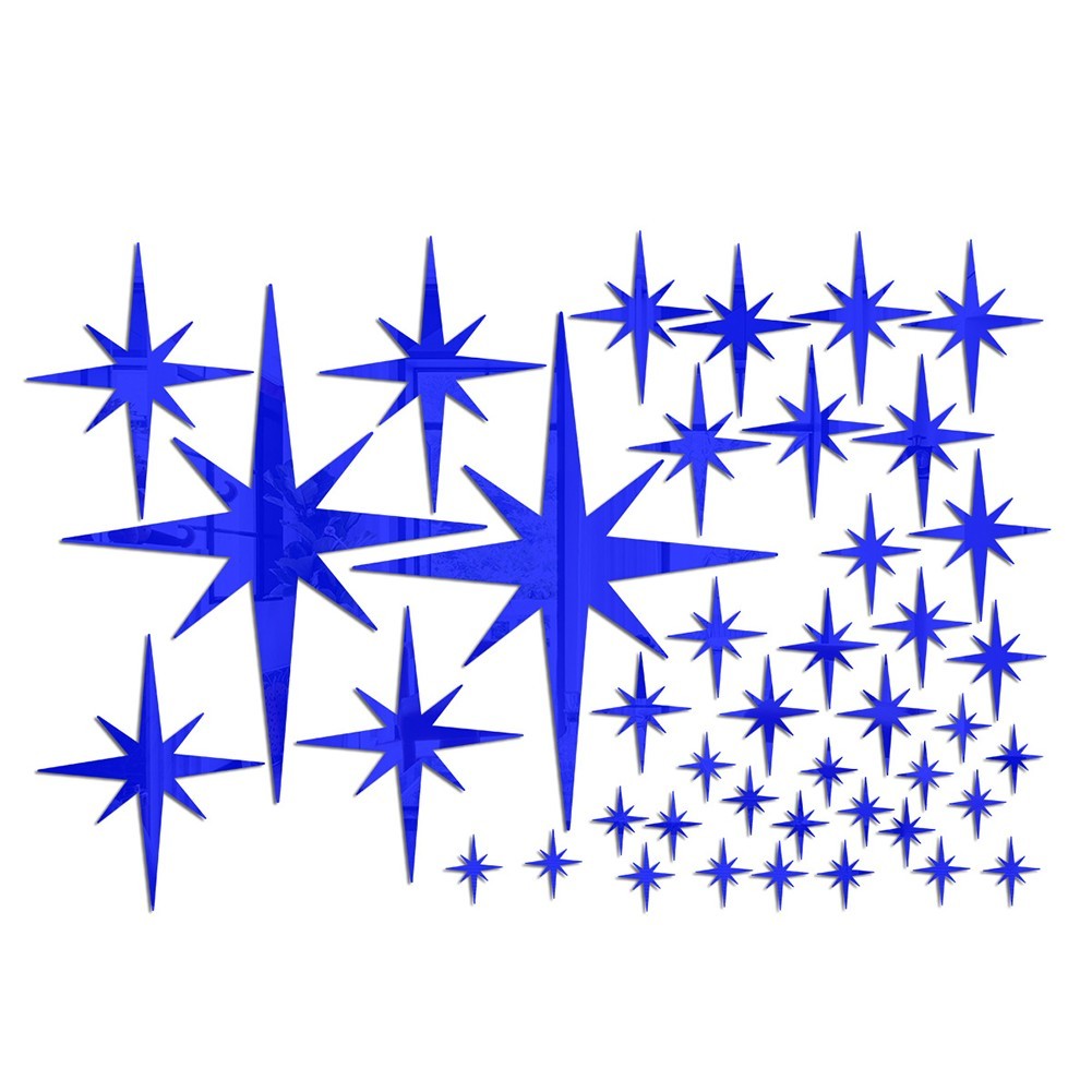 42Pcs Removable Star Wall Stickers Acrylic Mirror Stylish Design Multicolor