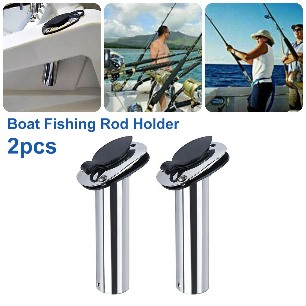 UK 2x Stainless Steel Marine Fishing Rod Holder Flush Mount 30° For Boat/Yacht