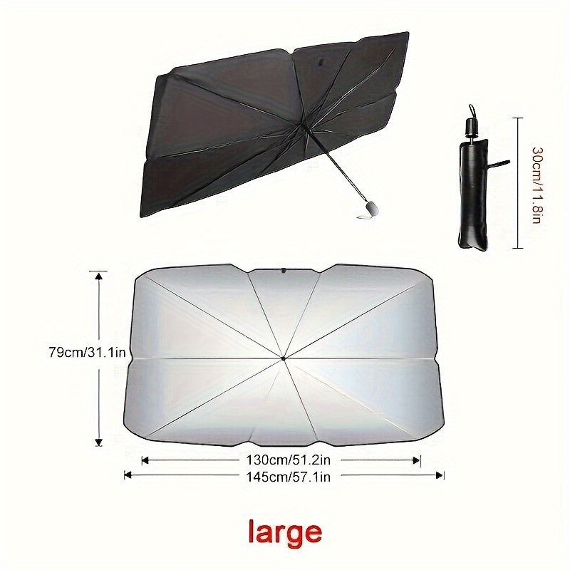 Larger Front Window Sun Shade Visor Cover Foldable Windshield Sunshade Umbrella