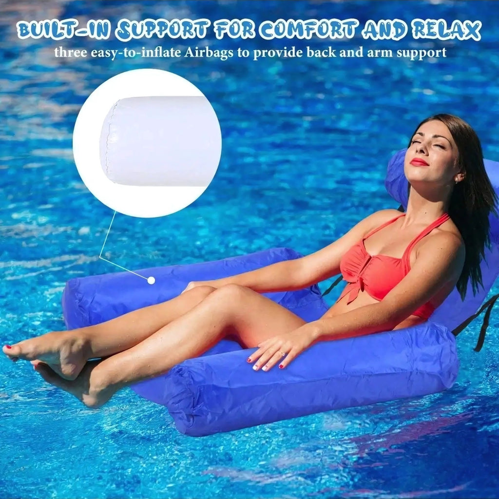Inflatable Floating Hammock Float Chair Swimming Pool Water Mat Bed Hot Tub