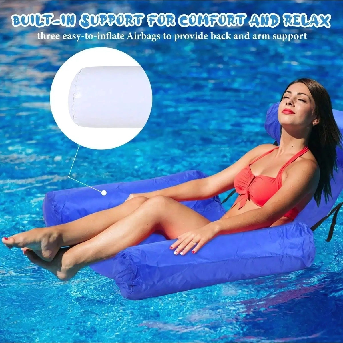 Inflatable Floating Hammock Float Chair Swimming Pool Water Mat Bed Hot Tub