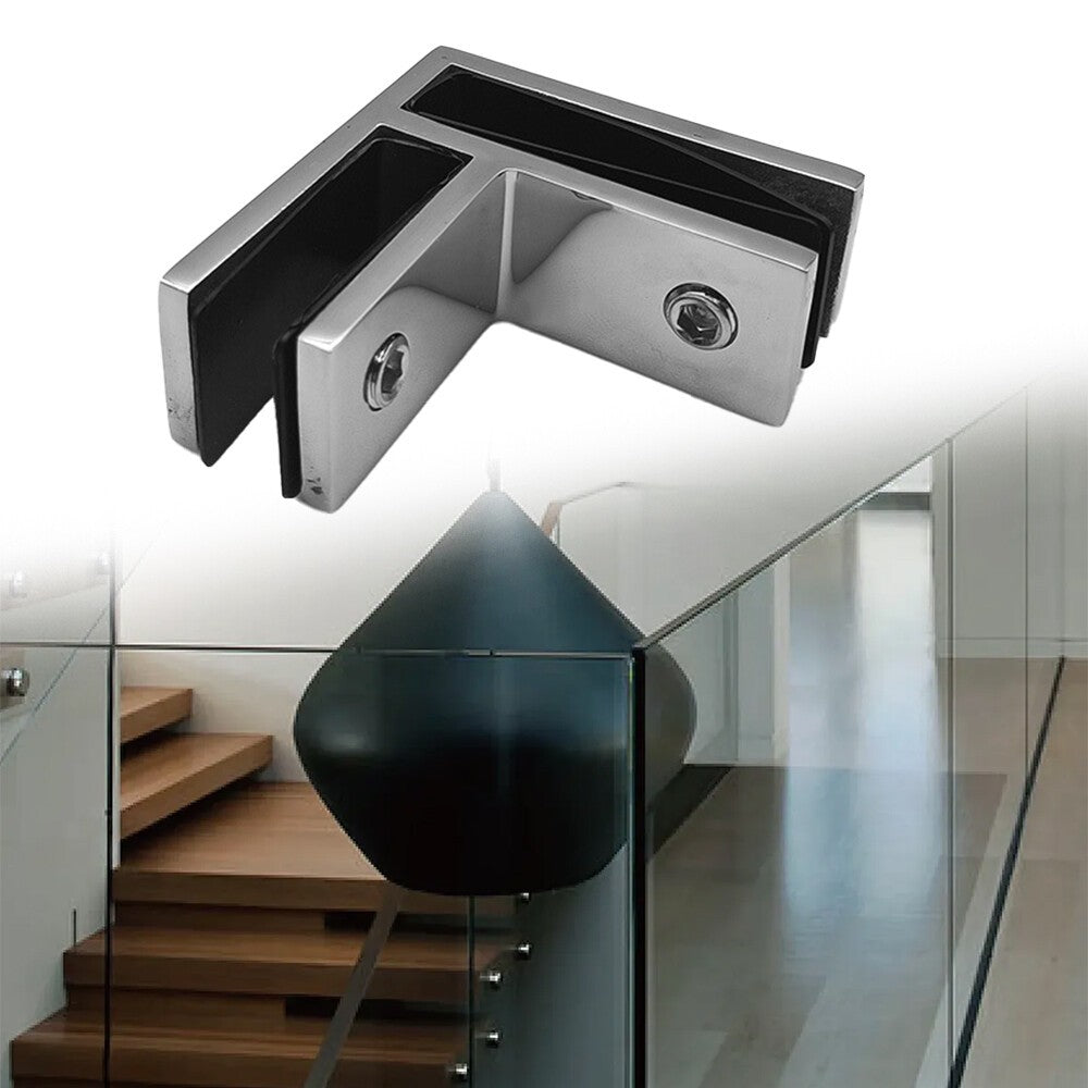 2XStainless Steel 90 Degree Glass Balustrade Stiffener / Clamp 10-12mm - Duplex