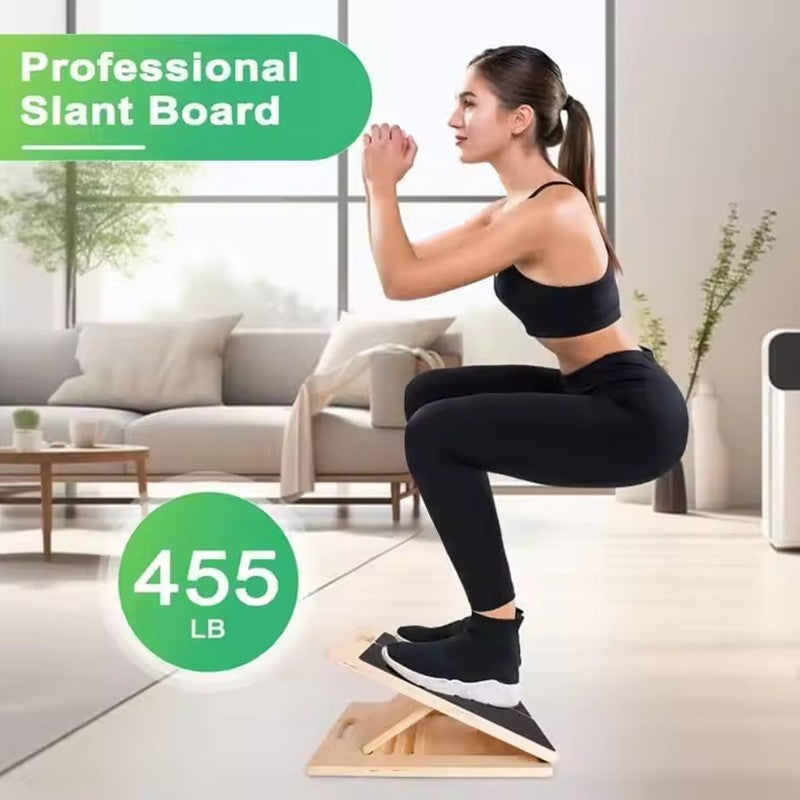 Slant Board, 5 Level Adjustable Portable Wooden Stretch Board for Calf Stretcher