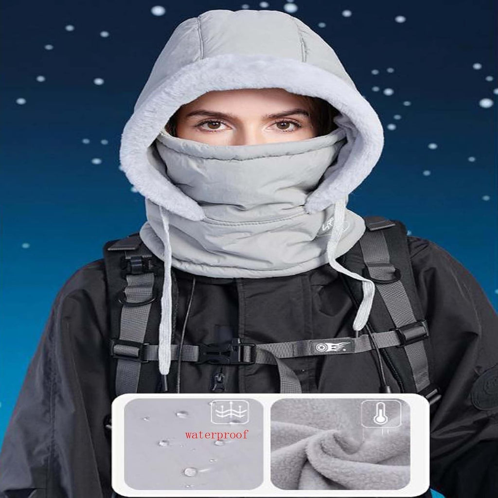 Plush-Lined Thickened Thermal Hat with Face Mask 3-in-1Windproof Warm Balaclava