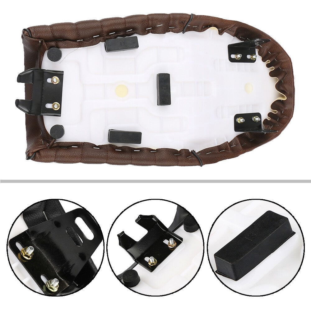 Brown Motorcycle Seat Flat Brat Saddle For Yamaha Honda GB Suzuki Cafe Racer
