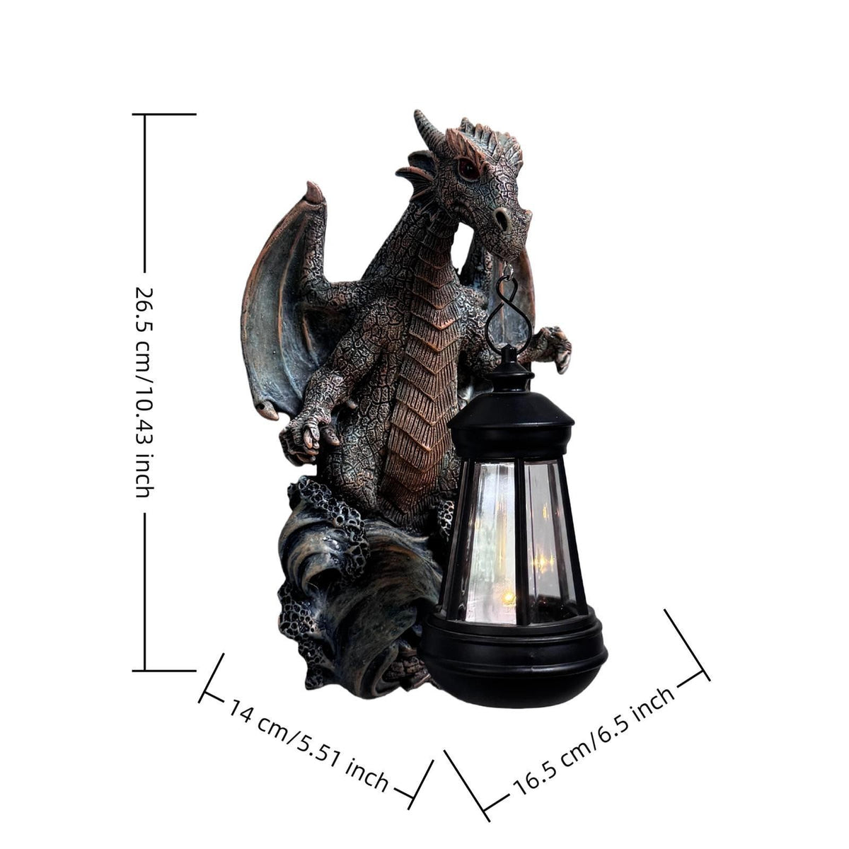 Garden Dragon Statue Solar Light Dragon Figurine Light for Trees Lawn Yard.*