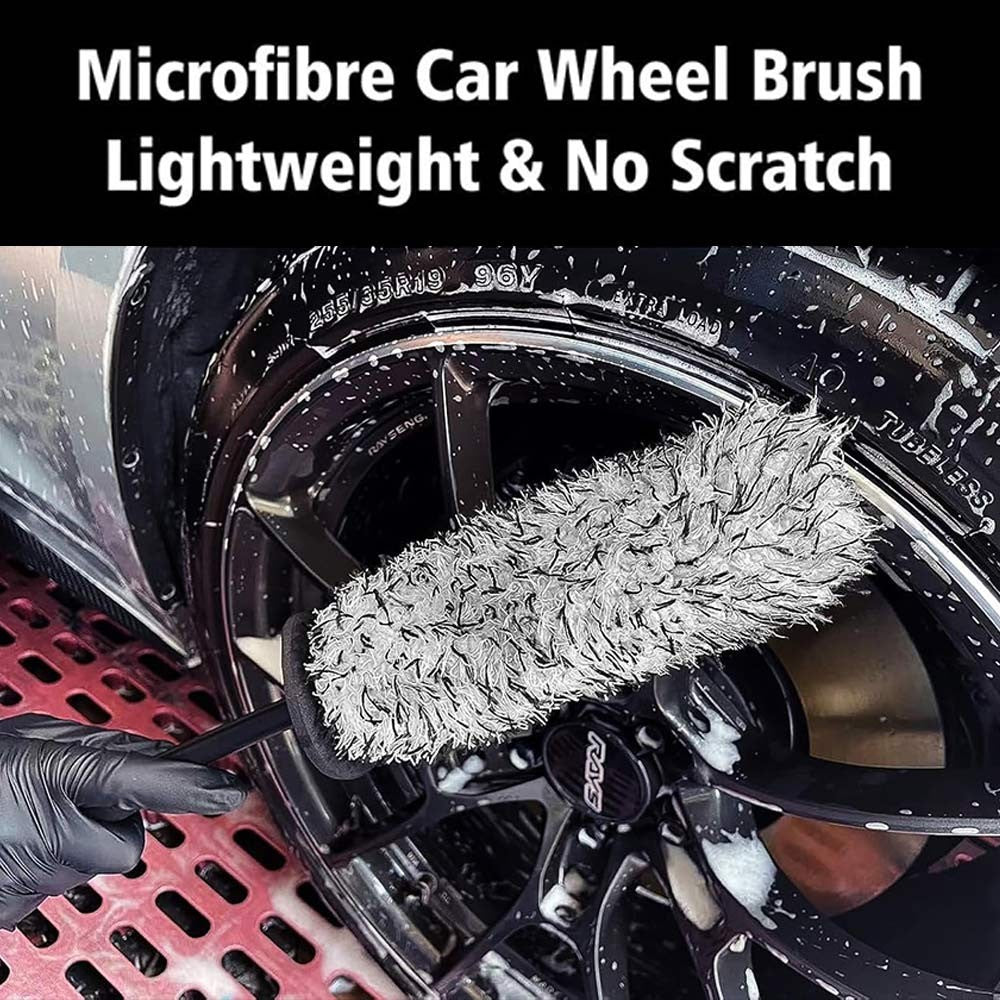 4x Microfiber Wheel Cleaner Brush Bendable Tire Brush Wheel Cleaning Tool Kit