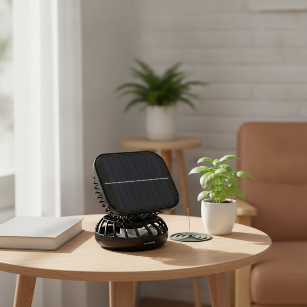 Portable Fan with Solar Panel Outdoor Solar Powered Fan Cordless for Camping