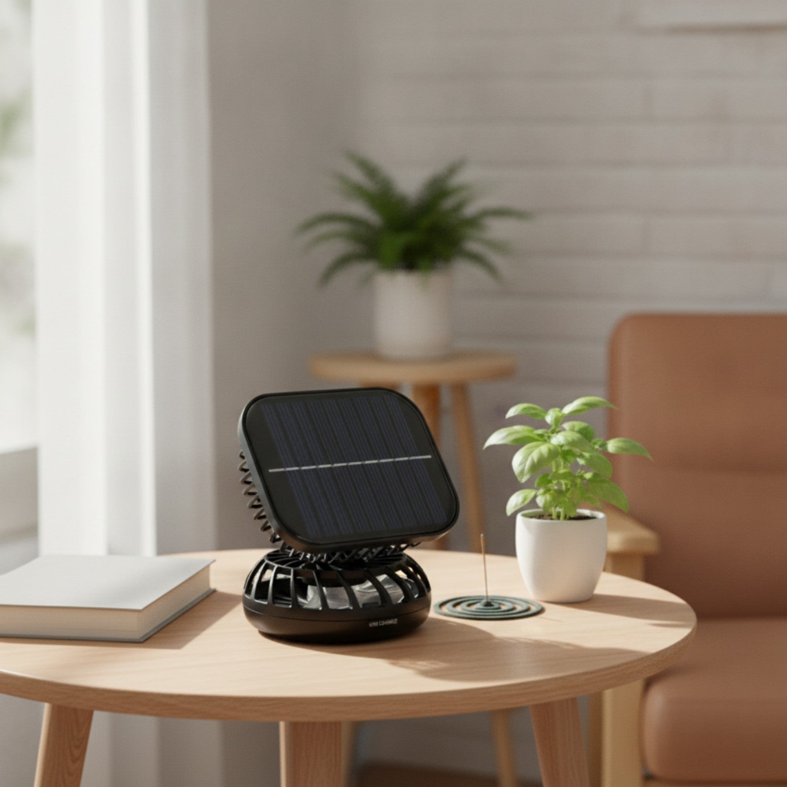 Portable Fan with Solar Panel Outdoor Solar Powered Fan Cordless for Camping
