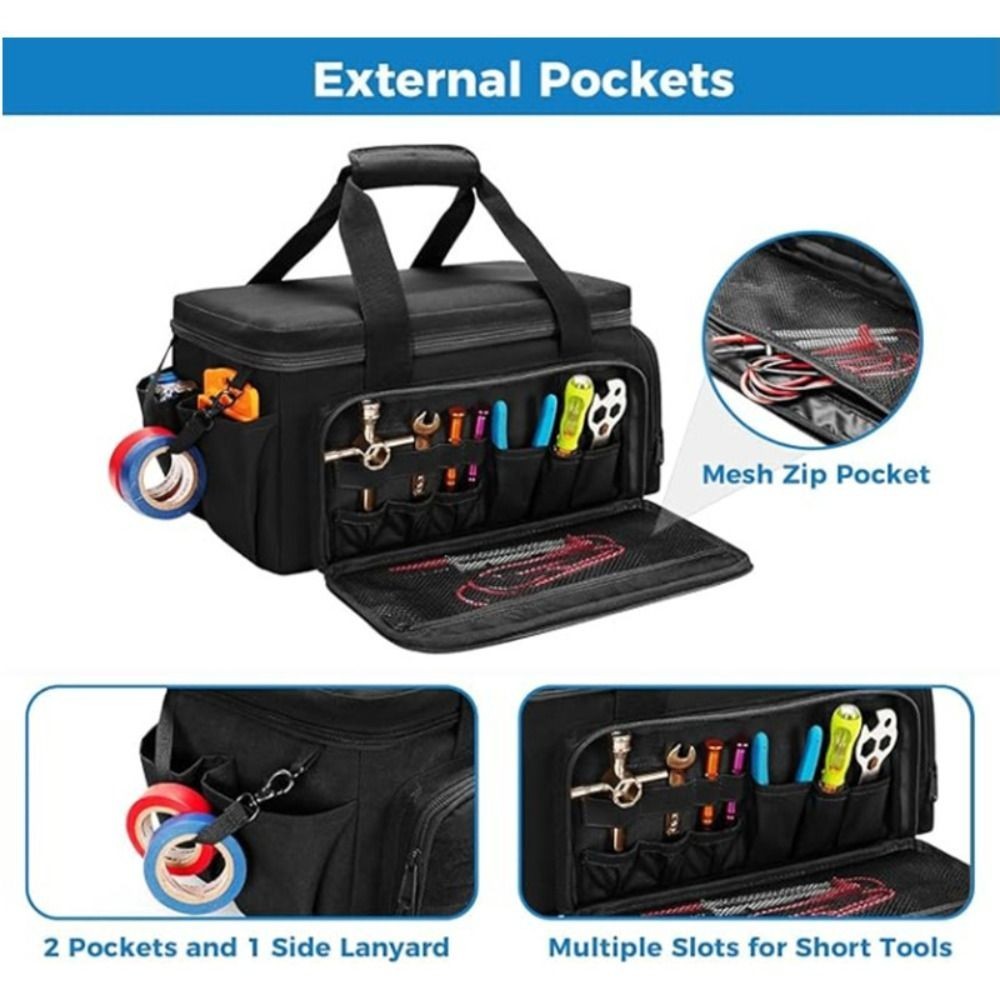 Black Tool Bag with Anti-friction Bottom Tactical Hand Tool Storage Bag UK