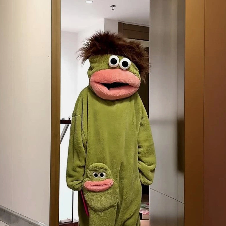 Big Mouth Monster Onesiee Funny Oversized Fleece Plush Pajamas Unisex Jumpsuit