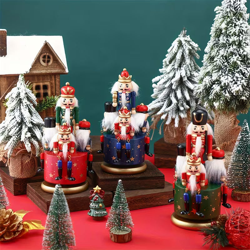 Nutcracker Themed Rotating Music Box Handmade Xmas Ornament Holiday Gift Decor