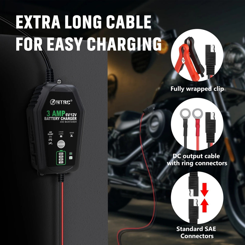 6V 12V 3000mA Smart Battery Charger Automatic for Trickle Lithium UK PLUG