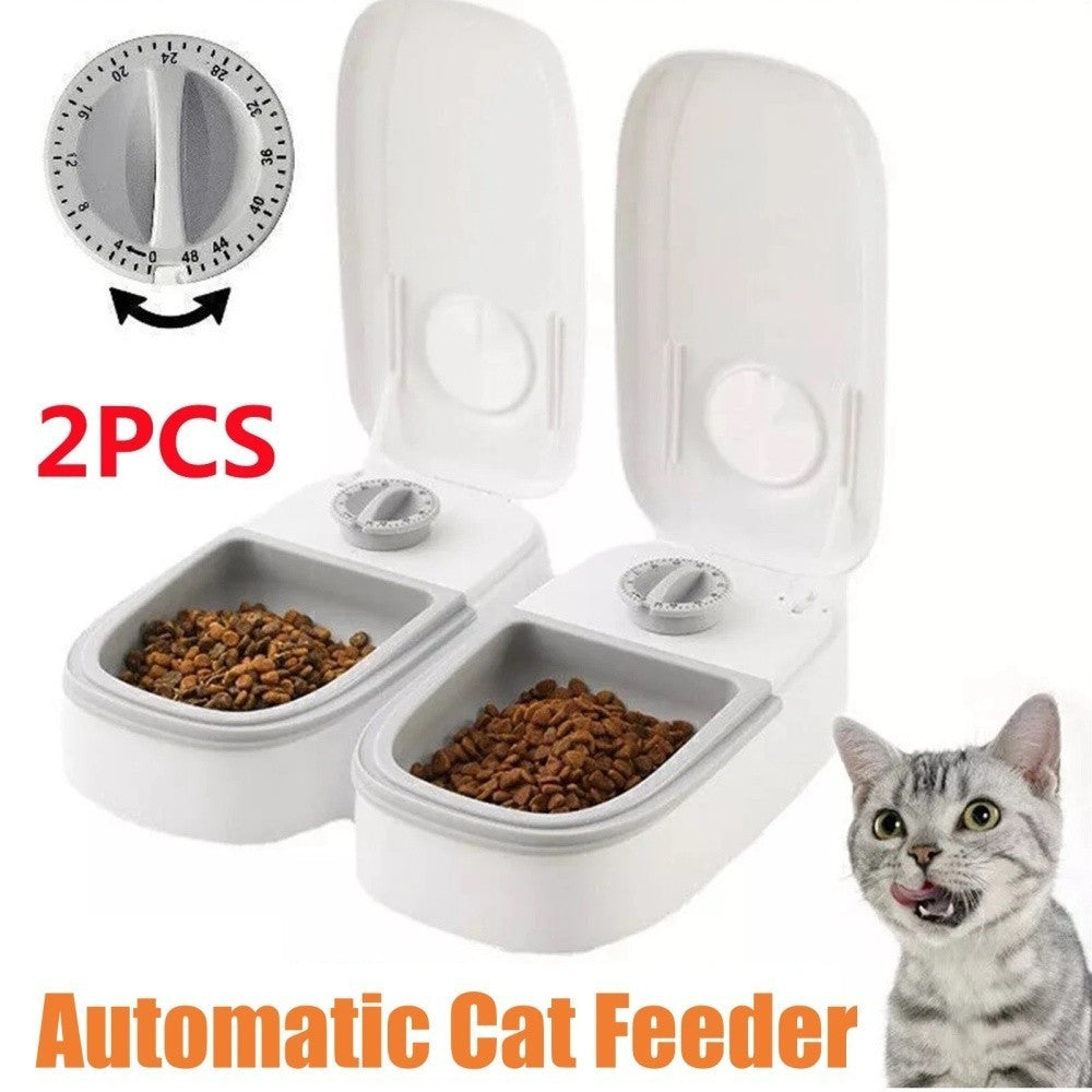 Dog Cat Food Dispenser 2X Automatic Cat Feeder Electronic Timed Dry and Wet Pet