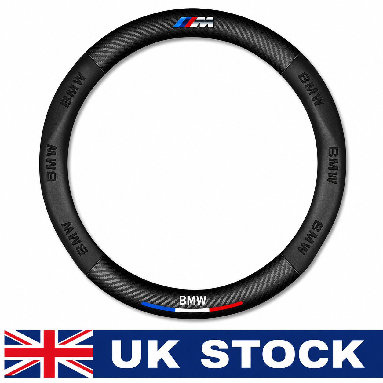 15" PU Leather+Carbon fiber Steering Wheel Cover For 1950-2026 BMW All Cars
