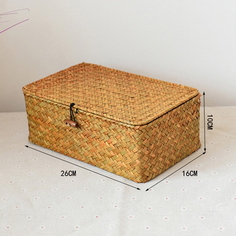 Large Wickers Storage Basket Box With Lid & Lock Woven Wicker Landry Hamper