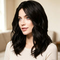 New Medium Length Black Wavy Wig Natural Fluffy Synthetic Hair Wigs Cosplay