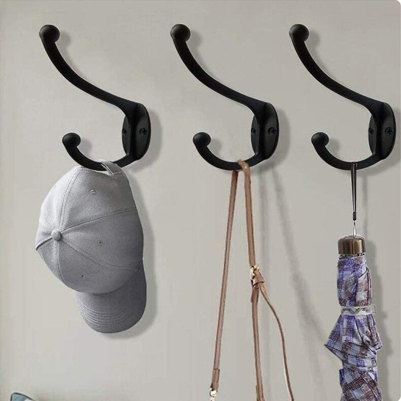 10 x Classic Antique Industrial Style Double Coat Hooks Vintage Cast Iron Hanger