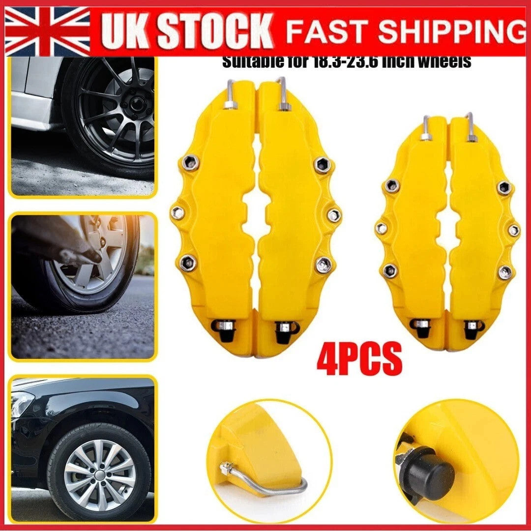 4pcs Yellow Style 3D Auto Car Disc Brake Caliper Covers Front & Rear Kit UK