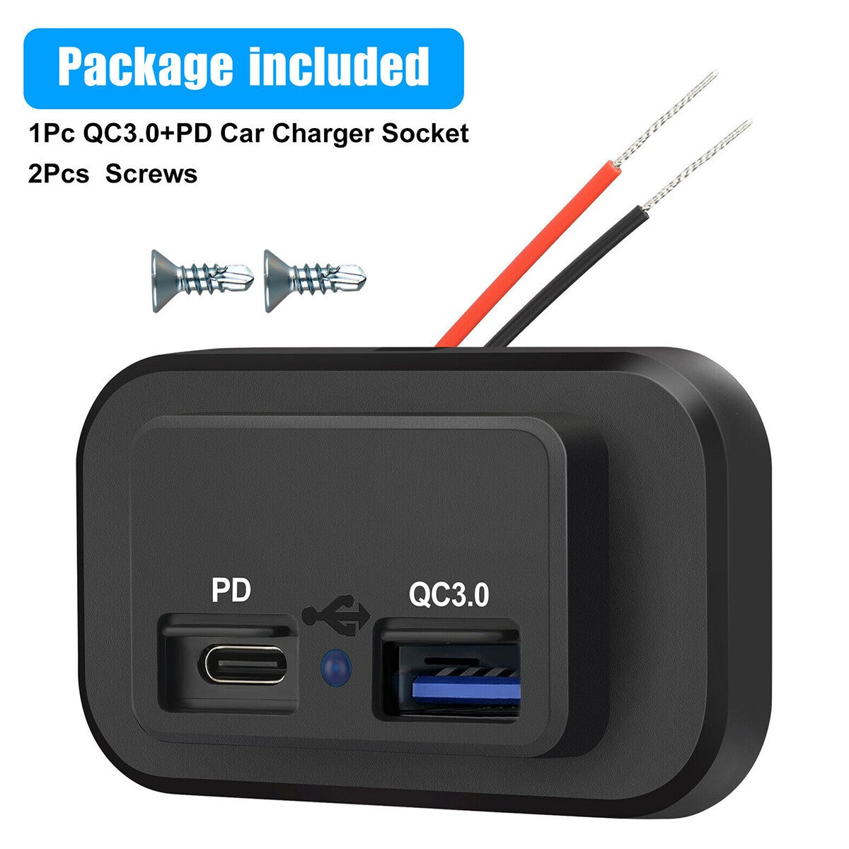 Car DC 12V-24V PD Type C USB Port Fast Charger Socket Power Outlet Panel Charger