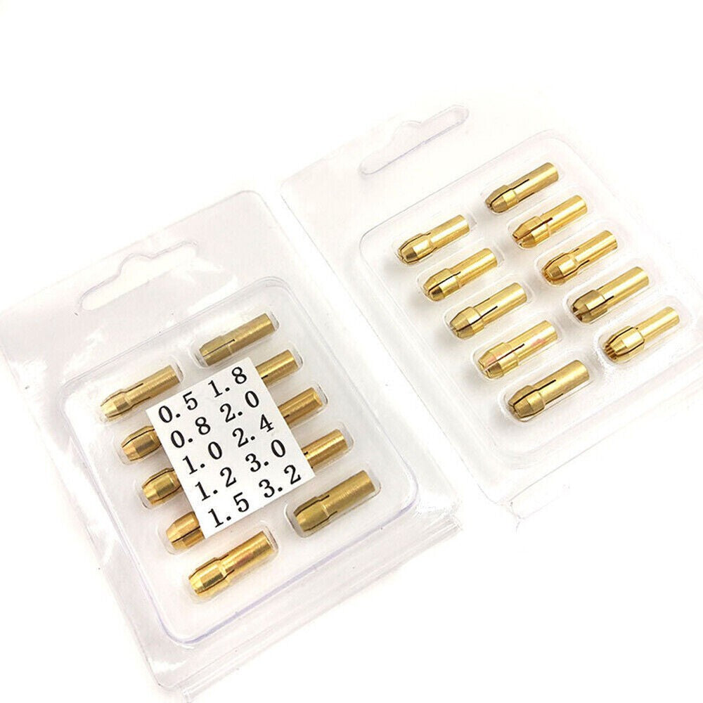 10x Brass Drill Chuck Collet Bit Set 0.5-3.2mm For Dremel Rotary Tools 4.8mm UK