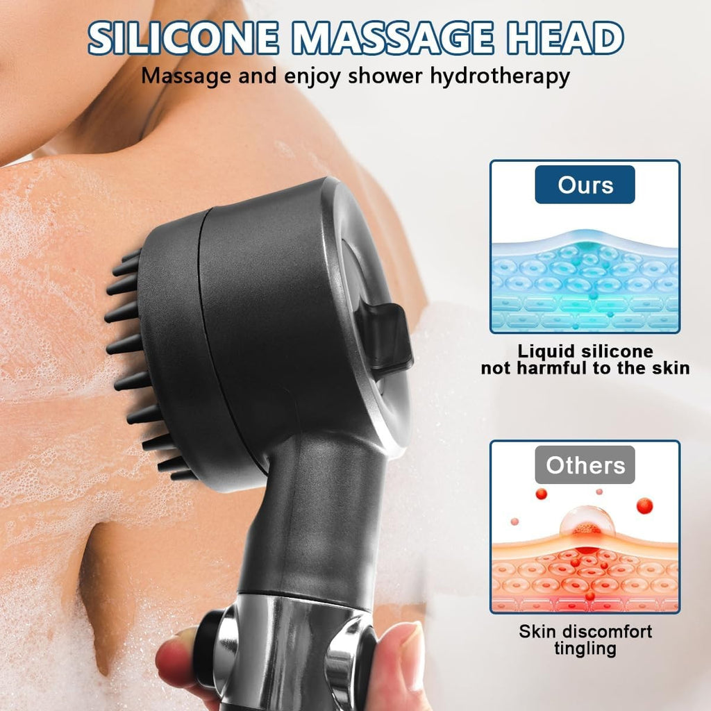 3 Modes Shower Head with Filter High Pressure Water Saving Massage Scalp