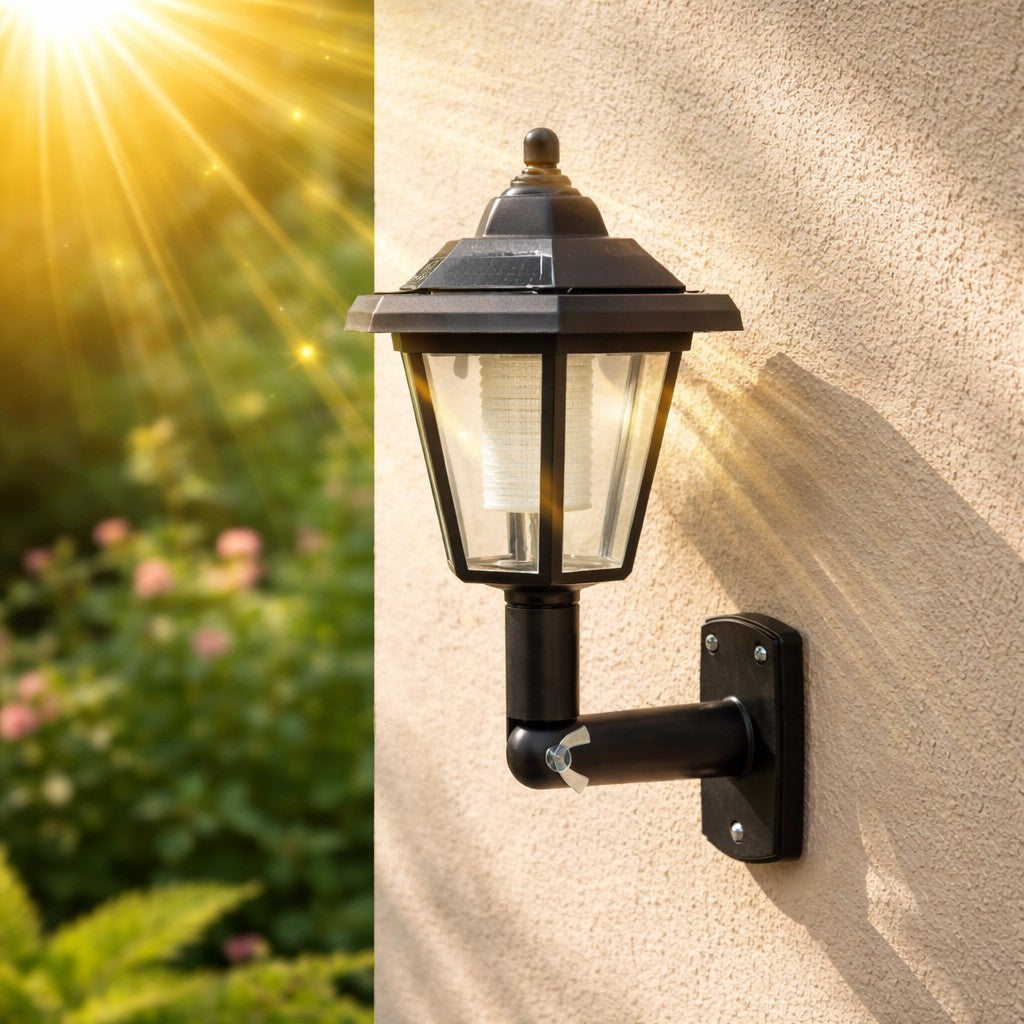 Set of 2 Solar Outdoor Wall Lights Victorian IP65 Solar Garden Lanterns