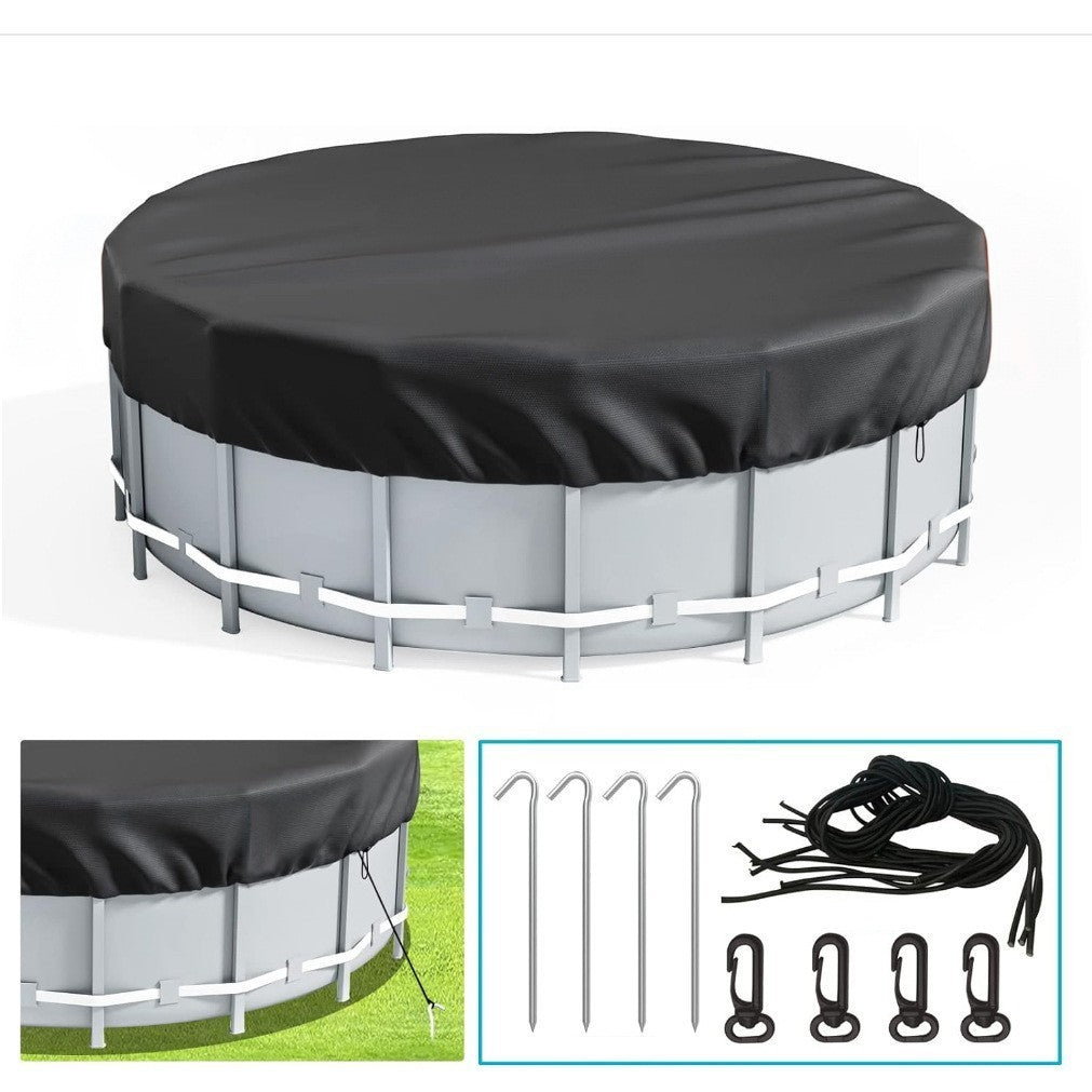 Heavy-Duty Round Pool Cover w/ Drawstring Nails Waterproof Dustproof Protector