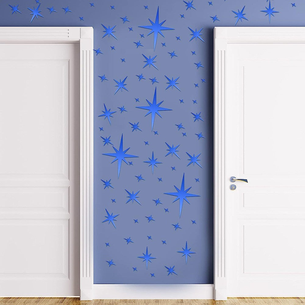 42Pcs Removable Star Wall Stickers Acrylic Mirror Stylish Design Multicolor